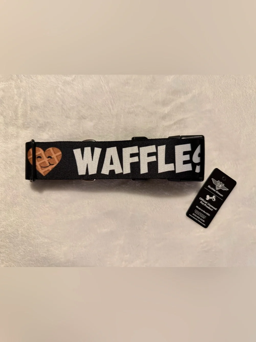 Buckle-Down I Heart Waffles Collar 1.5